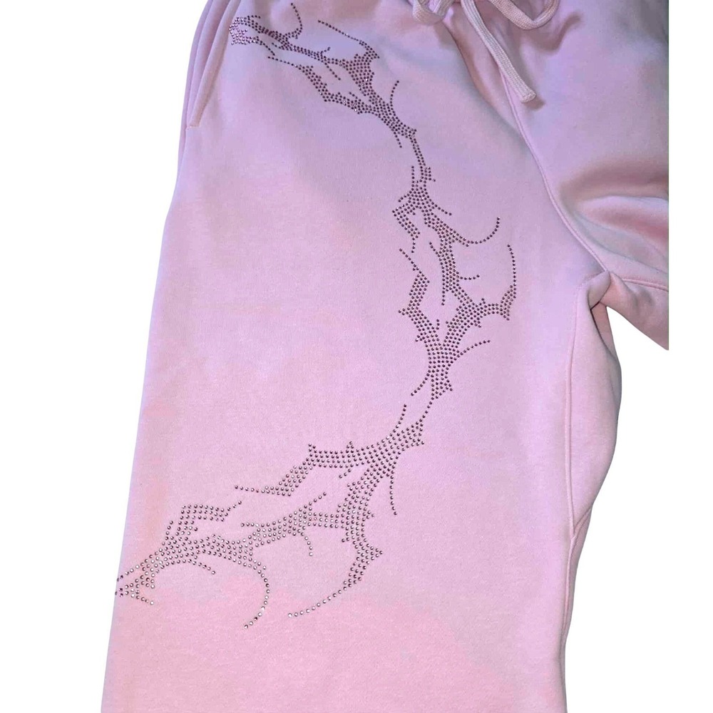 Civil Regime Radient Chaos Pink Flame Rose Rhinestone Sweatpants Mens XXL - Picture 7 of 9